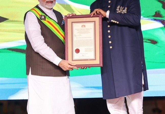 My heartfelt congratulations to Hon. PM Shri Narendra Modi ji on being conferred with Guyana’s highest national honor, ‘The Order of Excellence’.